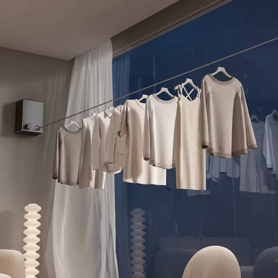 Corde à Linge Rétractable en Acier Inoxydable – Séchoir Gain de Place pour la Maison – Image 2