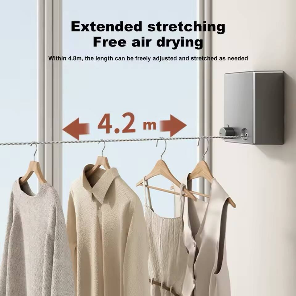 Corde à Linge Rétractable en Acier Inoxydable – Séchoir Gain de Place pour la Maison – Image 3