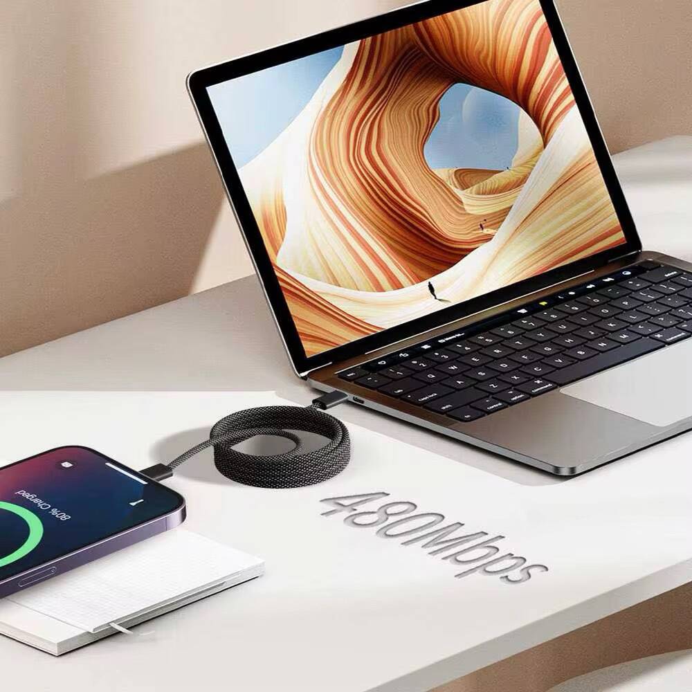 Câble USB-C Magnétique Auto-Enroulant 60W | Charge Rapide – Compatible iPhone 15/16, Samsung, Android – Image 5