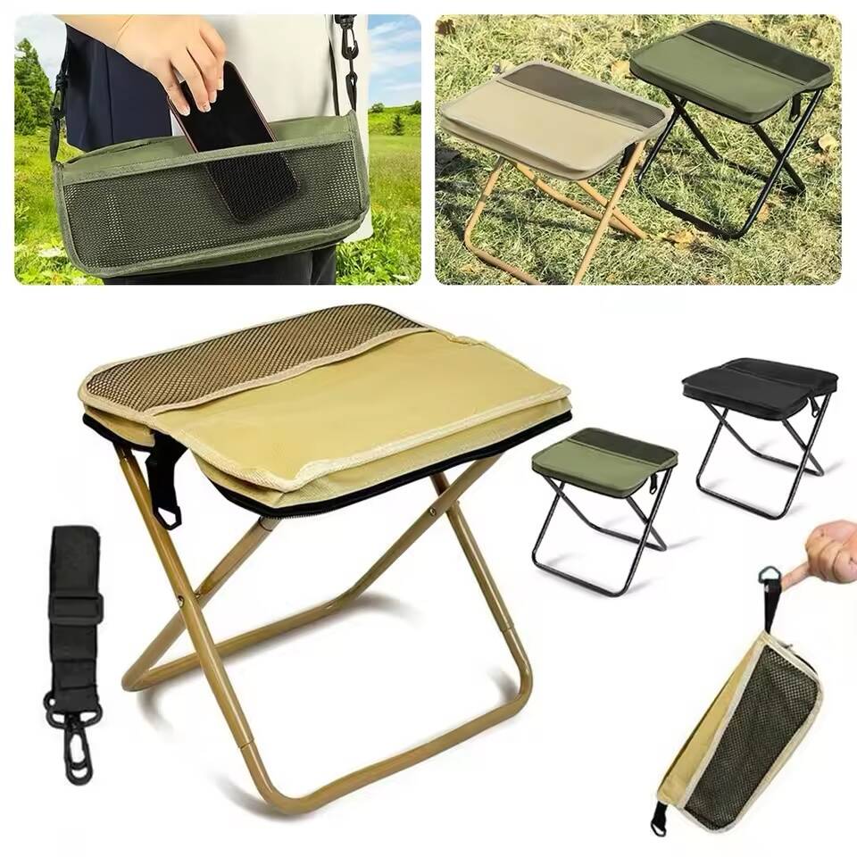 Tabouret Pliable Portable avec Dossier – Chaise de Camping Légère et Compacte