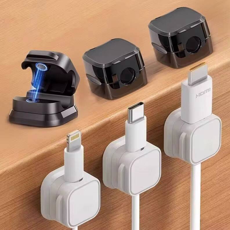 Pack de 4 Clips de Câble Magnétiques – Organisateur Adhésif Réglable pour Bureau – Image 2