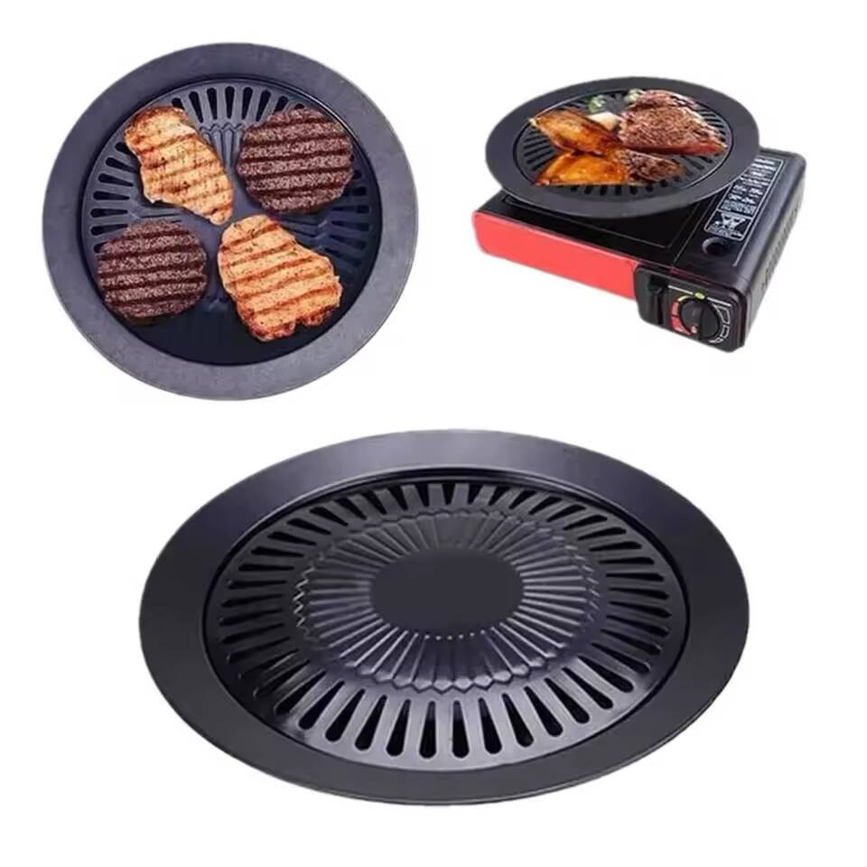 Poêle à Barbecue Sans Fumée – Plaque de Cuisson Antiadhésive pour Gaz & Électrique