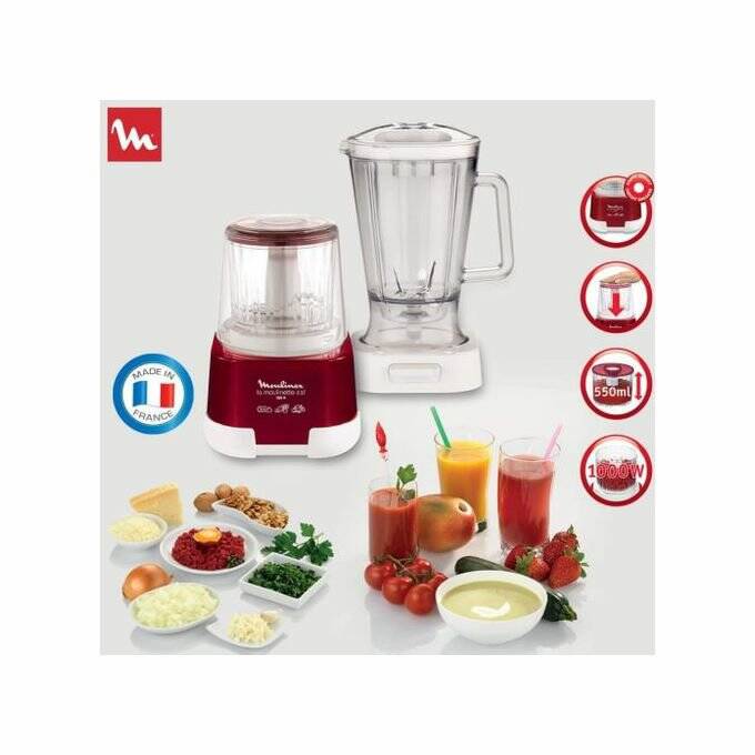 Moulinex 123 XXL Picadora 2 En 1 Blender 1.5L+Hachoir Electrique 550 ml La Moulinette 1000W SYSTEME 123 – Image 2