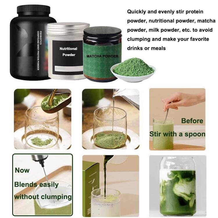 Mousseur à lait électrique en acier inoxydable, mélangeur, cafetière, fouet, poudre, centre commercial, USB aste – Image 6