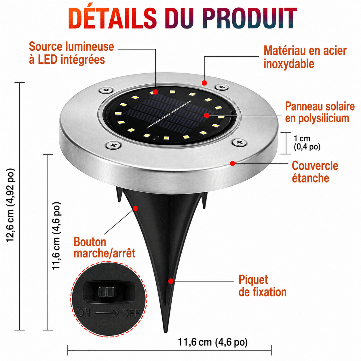 Pack de 4 Projecteurs Solaire LED 8W – Éclairage Extérieur Décoratif pour Jardin et Terrasse – Image 2