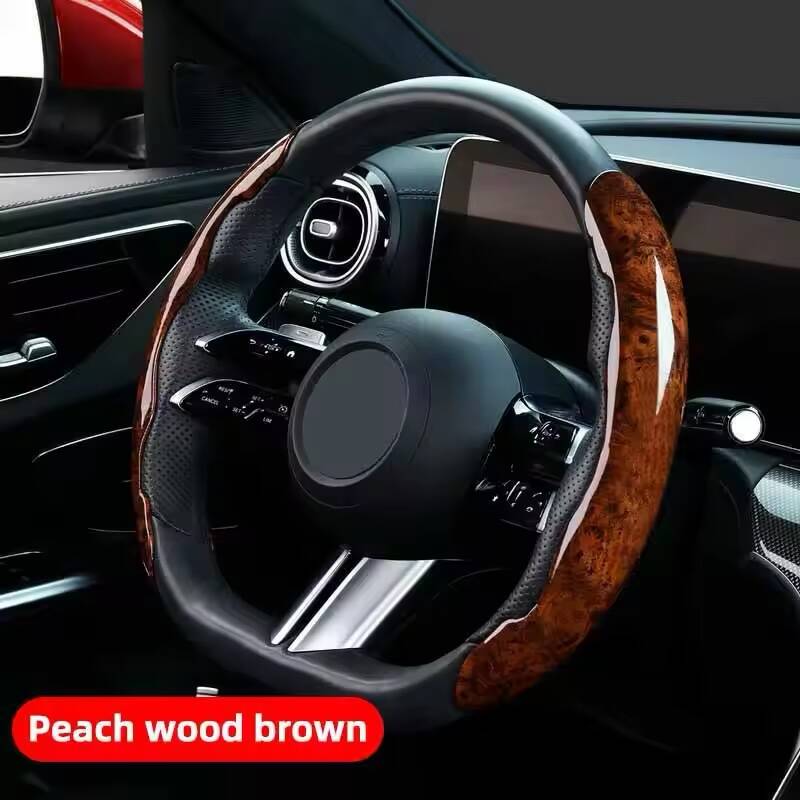 Pack de 2 Couvre-Volant Auto Snap-On – Design Bois Housse Antidérapante Élégante