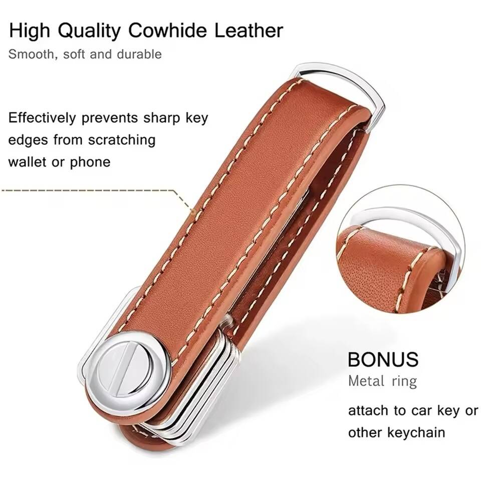 Porte-clés intelligent en cuir – Pochette multifonction avec porte-monnaie et chaîne – Image 2