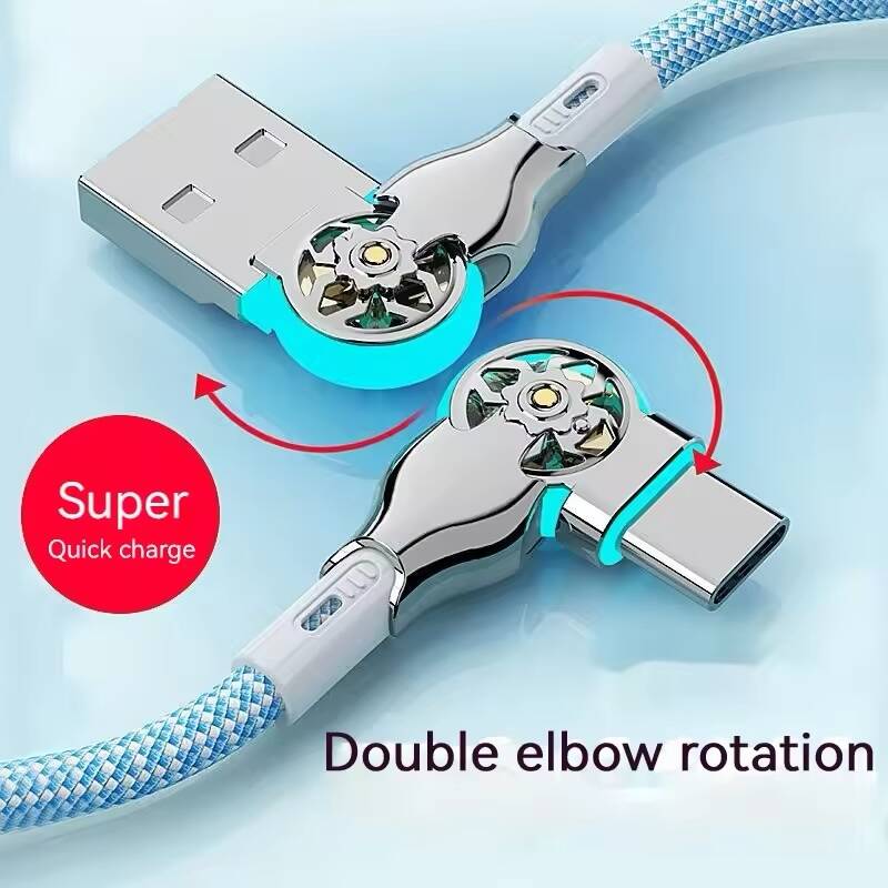 Câble Chargeur Rotatif 180° USB A vers Type-C – LED, Tressé Ultra-Résistant – Image 5
