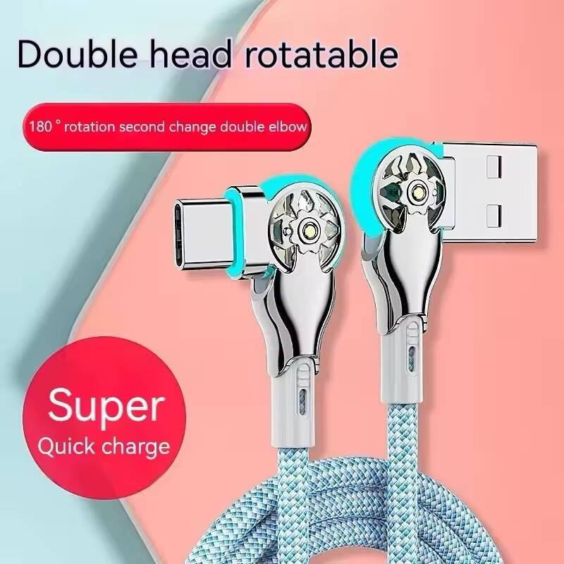 Câble Chargeur Rotatif 180° USB A vers Type-C – LED, Tressé Ultra-Résistant – Image 4