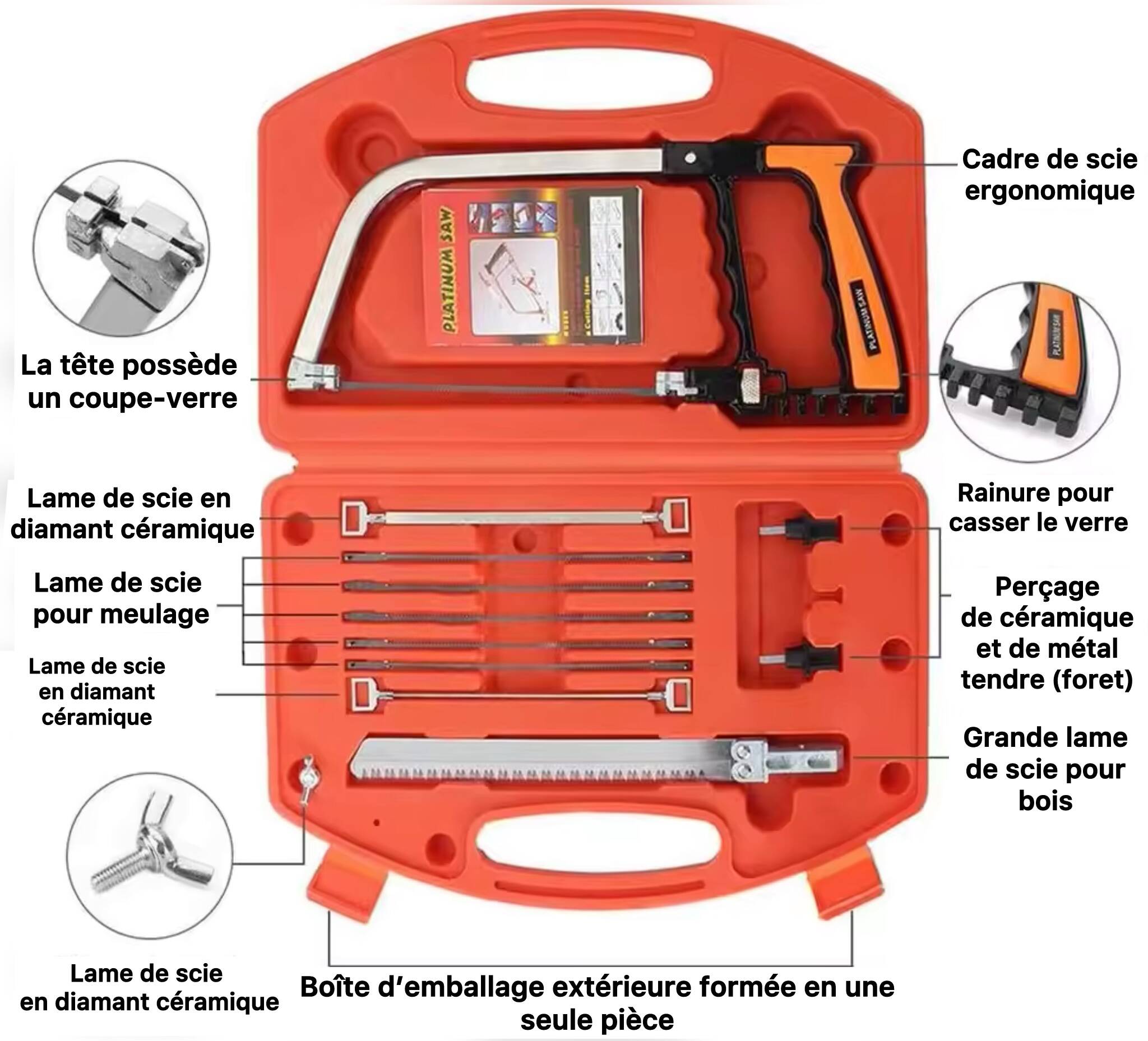 Set de Scies Multifonctions 12 Pièces – Kit de Découpe Bois, Métal & Verre + Boîte de Rangement – Image 2