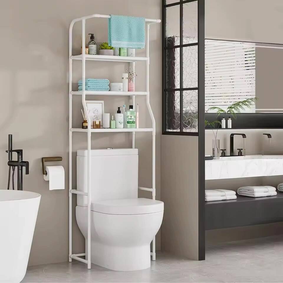 Étagère de Salle de Bain au-dessus des Toilettes – Rangement 3 Niveaux avec Porte-Serviette