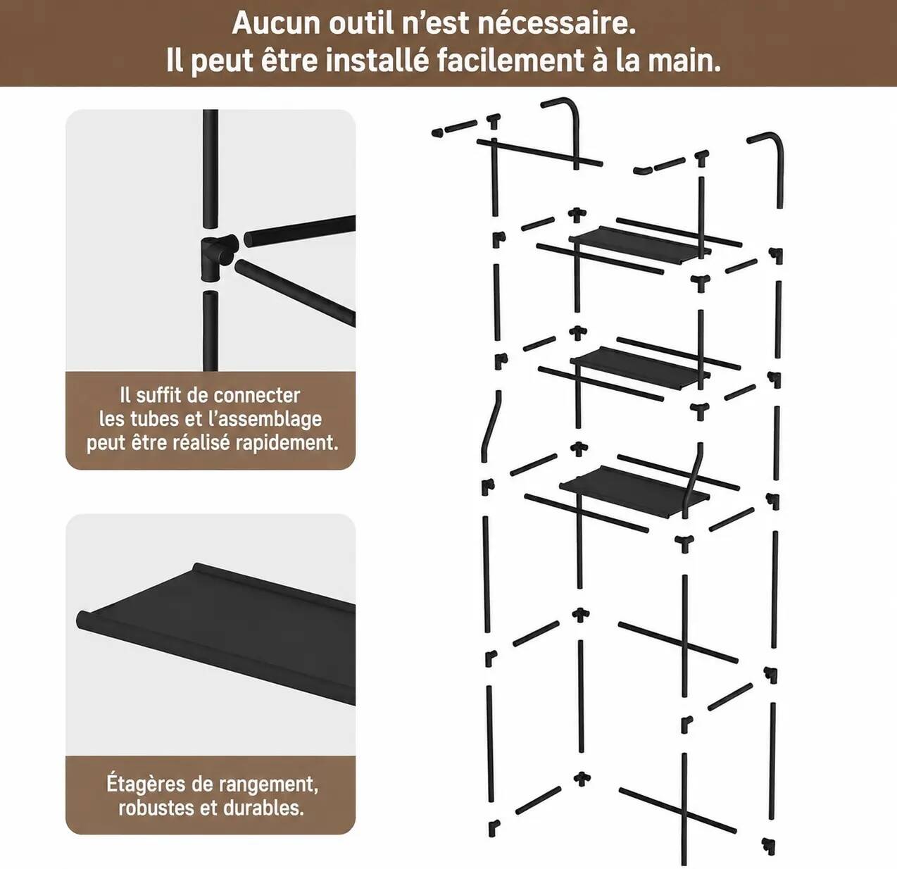 Étagère de Salle de Bain au-dessus des Toilettes – Rangement 3 Niveaux avec Porte-Serviette – Image 4