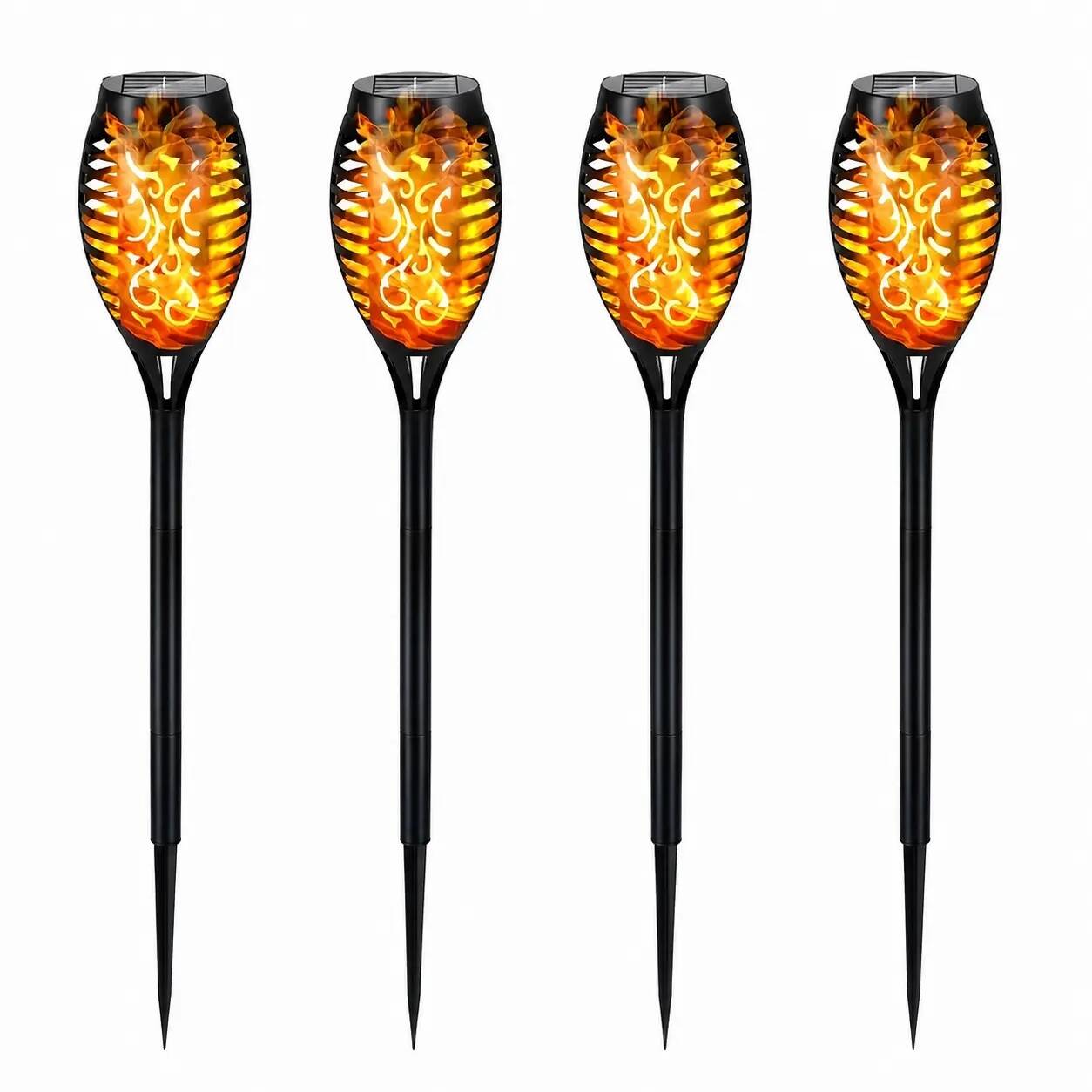 Lampe Solaire Flamme LED 12 Lumières – Torche Décorative Extérieure Étanche pour Jardin