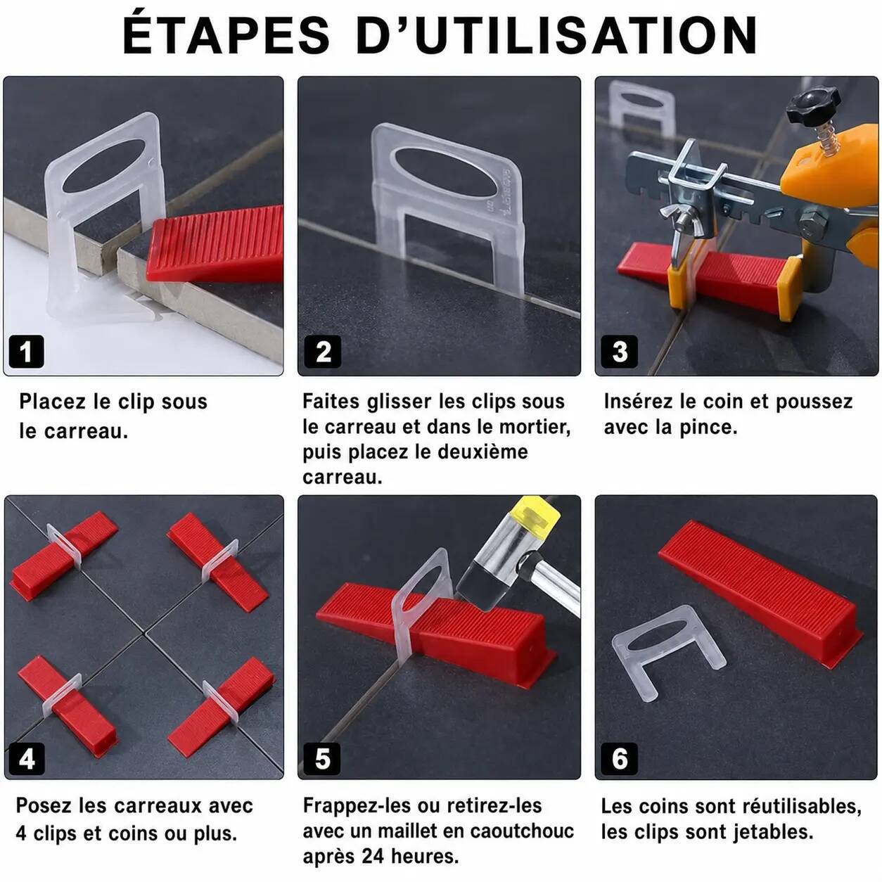 Kit Nivellement Carrelage Pro 131 Pièces + 100 Croisillons Offerts – Image 6