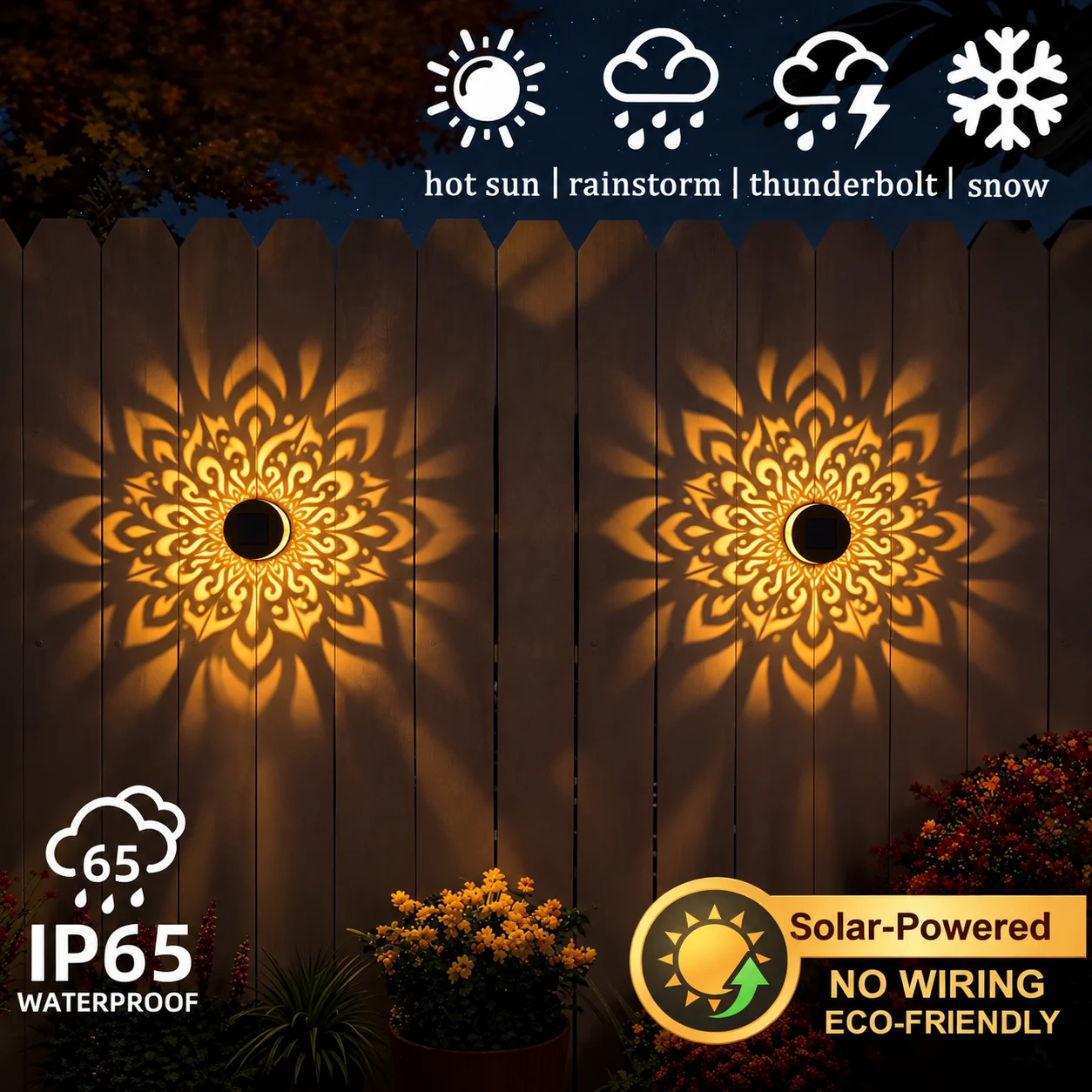 Lampe Solaire Mandala – Lumière Chaude & Projection Décorative – Image 2