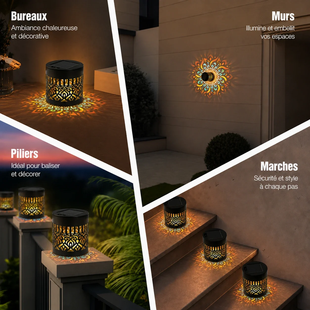 Lampe Solaire Mandala Multicolore – Projection Lumineuse Décorative – Image 3