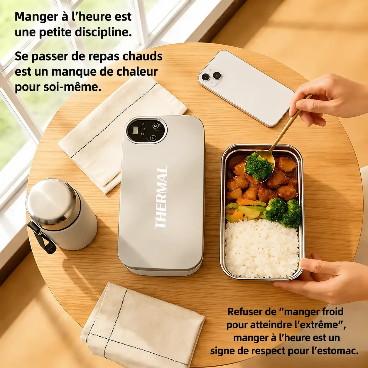 Lunch Box Chauffante 304 Inox 900ML — Chauffage USB – Image 4