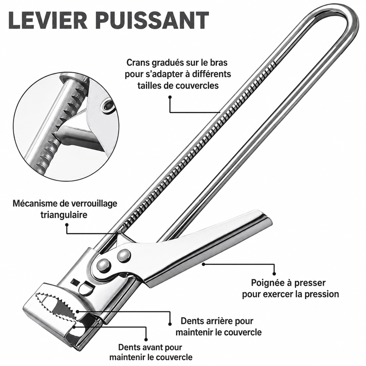 Ouvre-Bouteille & Pots Multifonction Réglable – Acier Inoxydable – Image 2