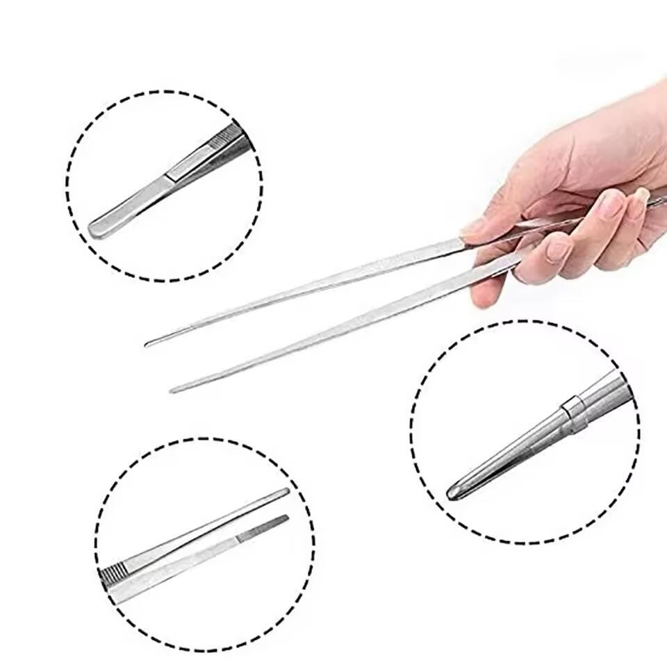 Pack de 2 Pinces à Épiler Droites en Acier Inoxydable – 25 & 30 cm, Pinces Longues Multi-Usages Cuisine & BBQ – Image 2