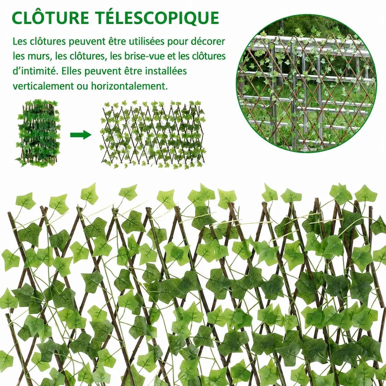 300cm Brise-Vue Extensible en Lierre Artificiel | Haie Décorative Occultante – Image 3