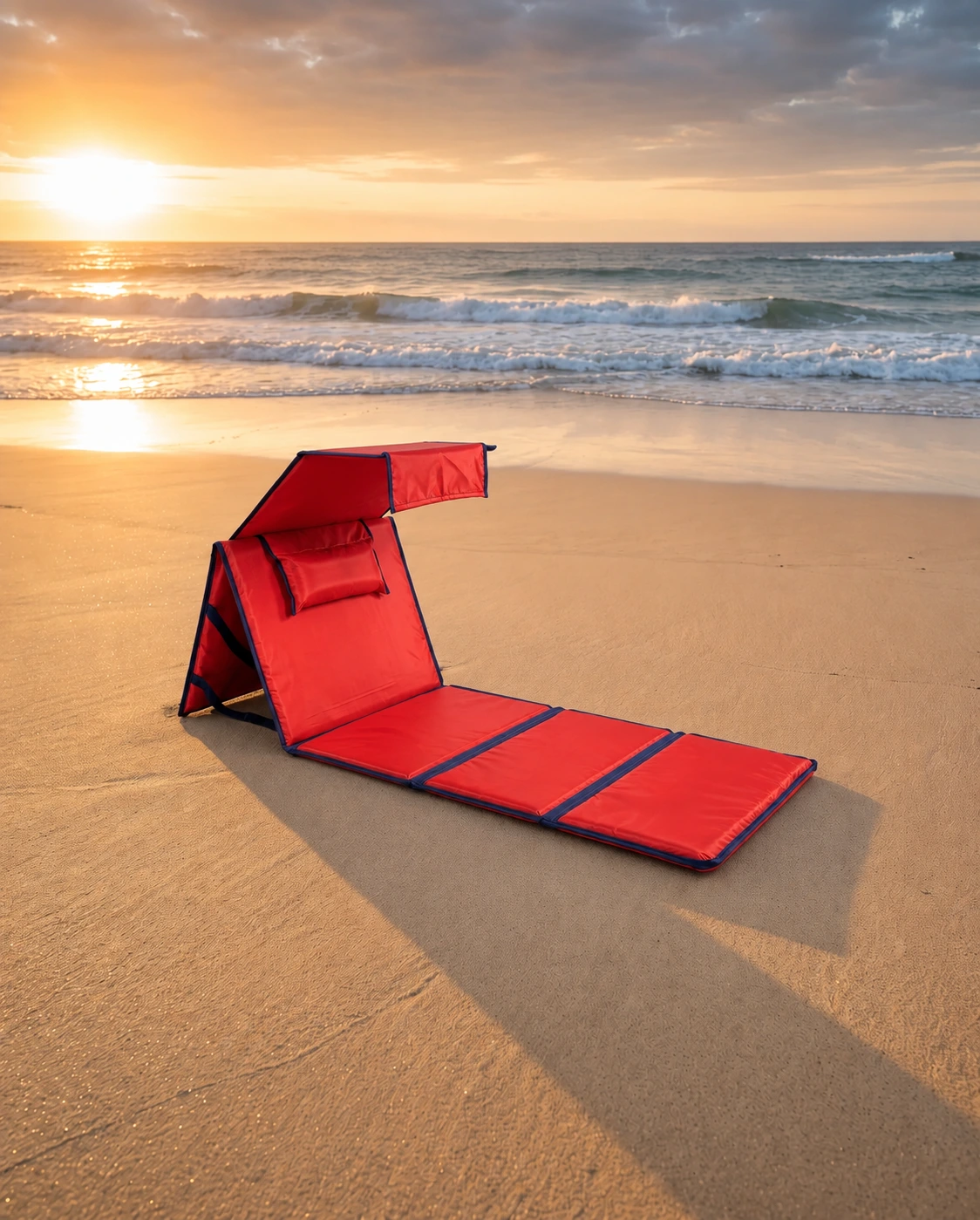 Tapis de Plage & Camping & Piscine Pliable Rouge – Image 2