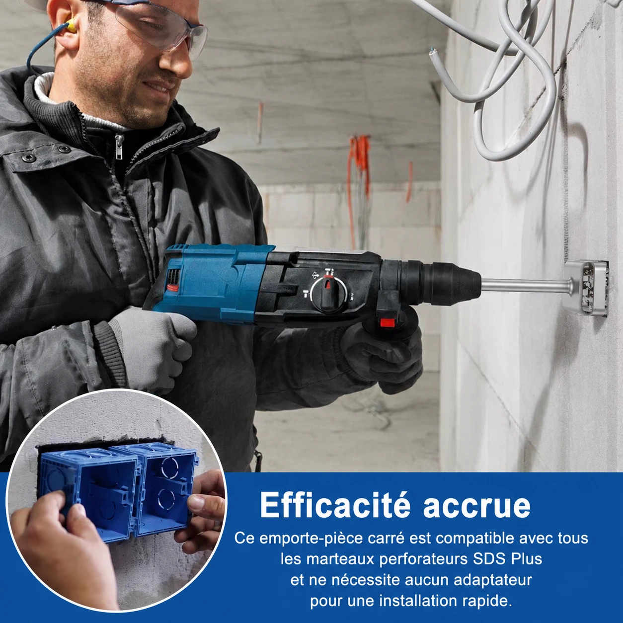 Ouvre-Trou Carré pour Béton & Brique – Perçage Rapide pour Boîtes Électriques 86mm – Image 3