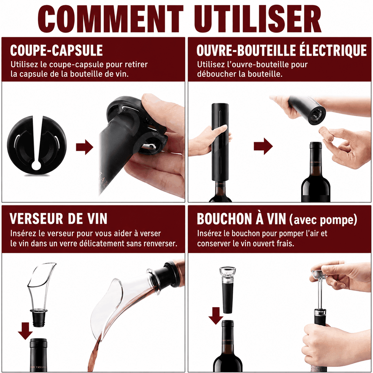 Ouvre-bouteille De Vin électrique + 3 Accessoires Gratuits – Image 3