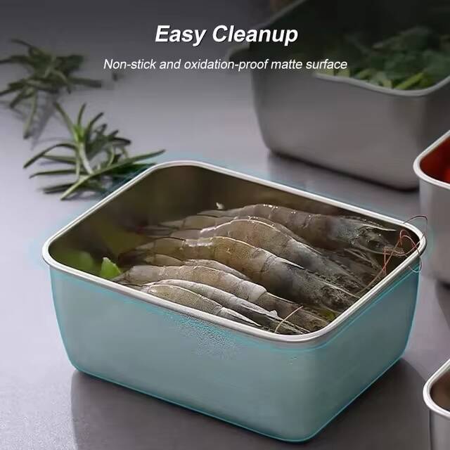 4 Plateaux de Rangement Alimentaire en Acier Inoxydable avec Couvercle – Image 4