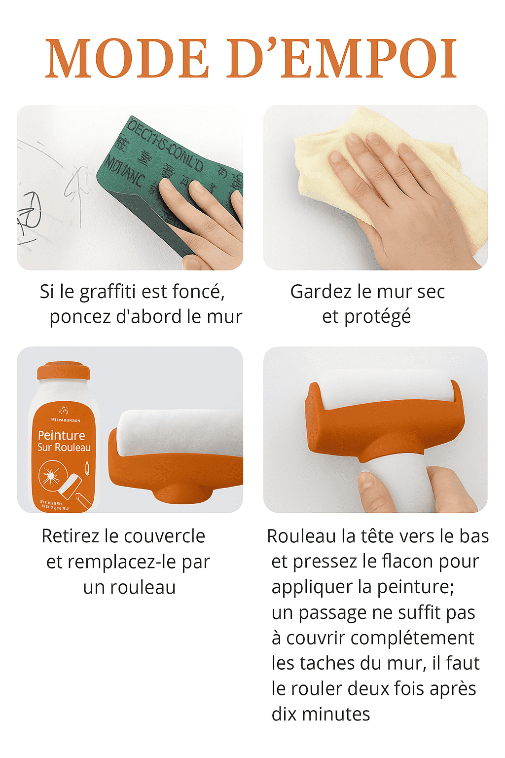 Rouleau de Réparation Murale – Peinture Blanche Antibactérienne à l’Eau – Image 5