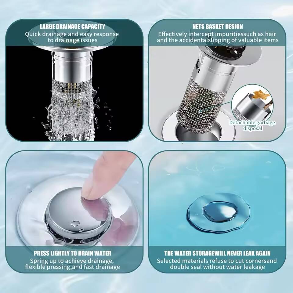 Bouchon de Lavabo Pop-Up Universel avec Filtre Anti-Cheveux – Image 4
