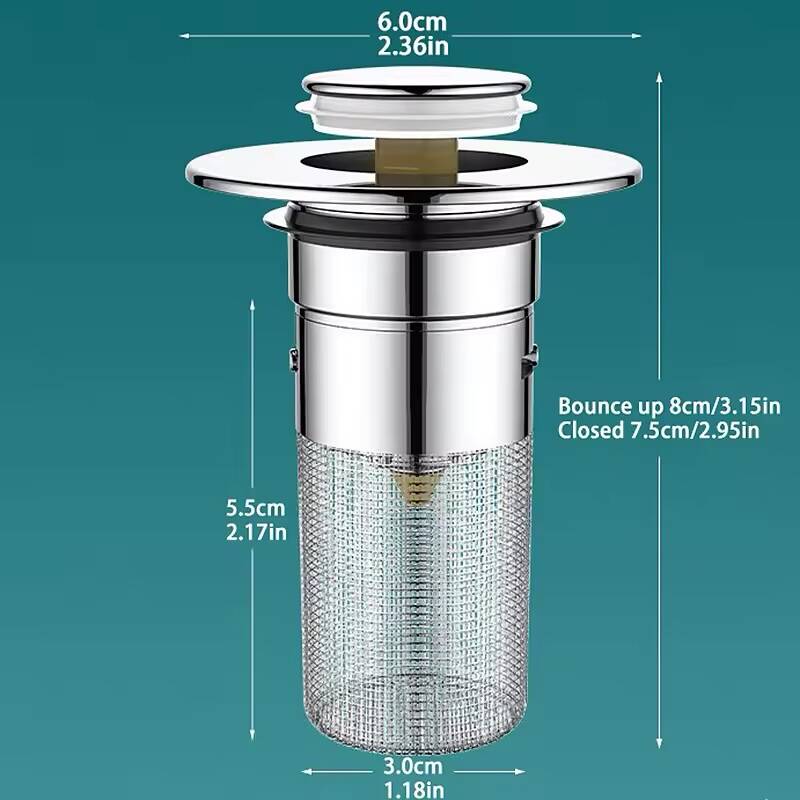 Bouchon de Lavabo Pop-Up Universel avec Filtre Anti-Cheveux – Image 6